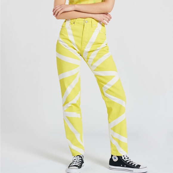 Fiorucci Denim - Fiorucci graphic-print straight-leg jeans - Yellow